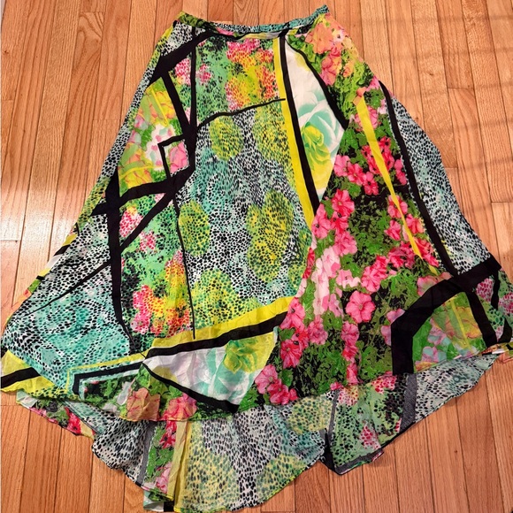 Vibrant Floral Patchwork Asymmetrical Skirt Fairycore Patchwork - Picture 2 of 6